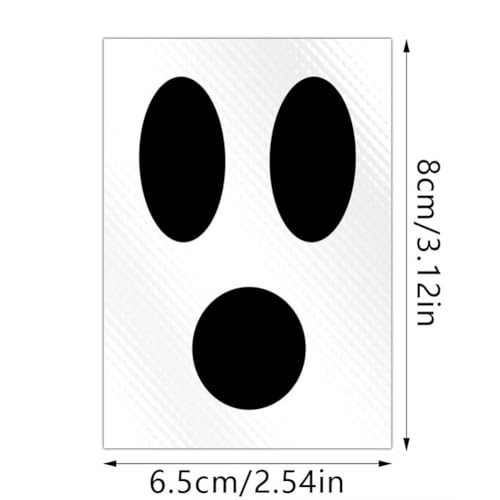 Ghost Face Stickers, Halloween Ghost Bucket DIY Adhesive Decorative Ghost Eyes Mouth Wall Stickers for Window Mug Laptop Decoration (20Pcs, 19 x 25cm) - Image 6