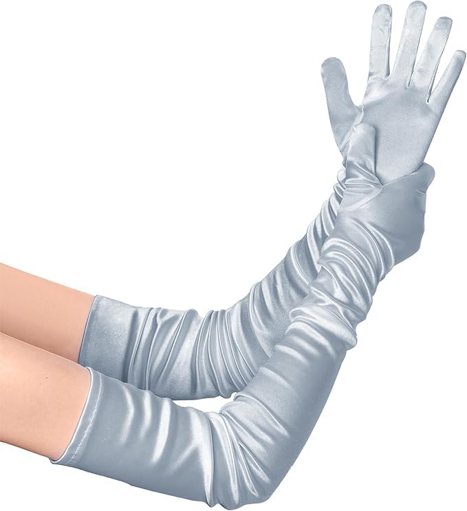 BABEYOND Satijnen handschoenen voor dames, ellebooghandschoenen, flapperhandschoenen, jaren 20, accessoires voor Great Gatsby-feesten, operabezoeken, ballen, verjaardagsfeesten, rood, 70