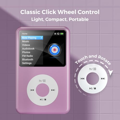 Image of Mp3 Player with Bluetooth Y1 Portable Music Digital Players Supports Playlist Audiobook Video Nice Gadget for Kids Puple