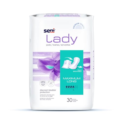 Image of Seni Lady Premium maximum long Bladder Control Pads - 30 pcs, Fully Breathable | Travel Friendly | Incontinence Protection | Absorbent | Skin-Friendly | Discreet & Comfortable
