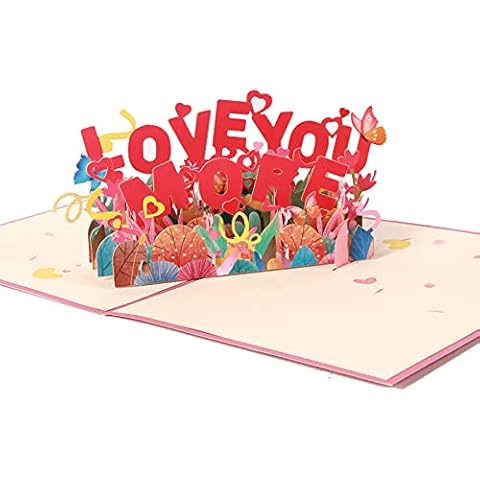 Pop Up Valentine Card for Her,Handmade I Love You More 3D Pop Up Cards,Wedding Anniversary Card for Wife,Happy Birthday Gifts Card for Girlfriend Cover