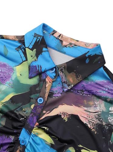 LovelyWholesale Women Sexy Button Down Shirts Long Sleeve Collared Tie Dye Tops4