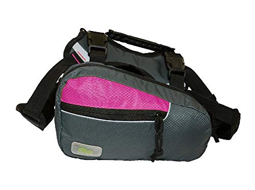 Things2Die4 Fresh Pet 2 in 1 Dog Harness Trail Pack Fuchsia/Gray Large