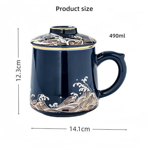 Tasse à thé en céramique infuseur bleu azur de qualité - 4