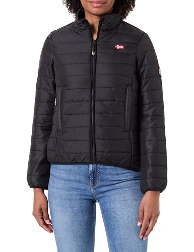Geographical Norway Atikolorama Lady Basic – Windjacke für Damen Outdoor – Jacke wasserabweisend Langarm Damen – Mantel Regen Wandern Saison Frühling Sommer Herbst Winter (Schwarz M), Schwarz, 38