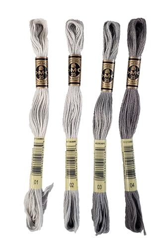 Image of DMC 6-Strand Embroidery Cotton Bundle - Tin Color Family -4 Skeins of Thread - 8.7yd Skeins
