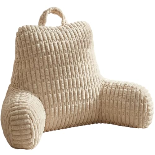 Odaima Almohada de Lectura para Adultos, Cojín de Lectura para Cama y Sofá, Ergonómico con Brazos, Suave y Agradable Cojín de Lectura con Soporte Lumbar(Beige)