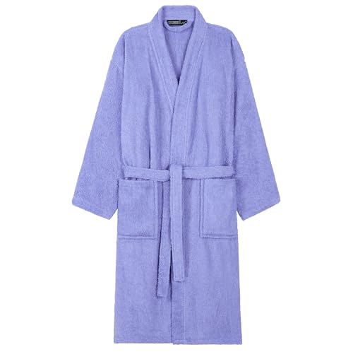 Peignoir Eponge Homme Femme 100% Coton - 400 G/m² - Avec Ceinture Et Poches - Doux Et Absorbant - Taille S à XXL