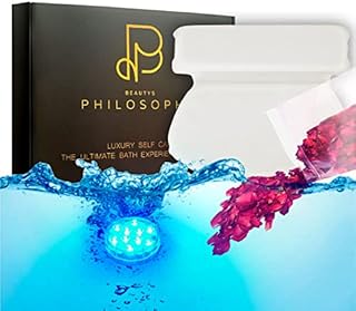 Beautys Philosophy Luxury Home Spa Kit: GIFT SET Premium Bath Pillow, Rose Petals, Waterproof LED Light, Gift Box I Wellbeing I Mindfulness I Relaxation I Self Care Gift I Pamper