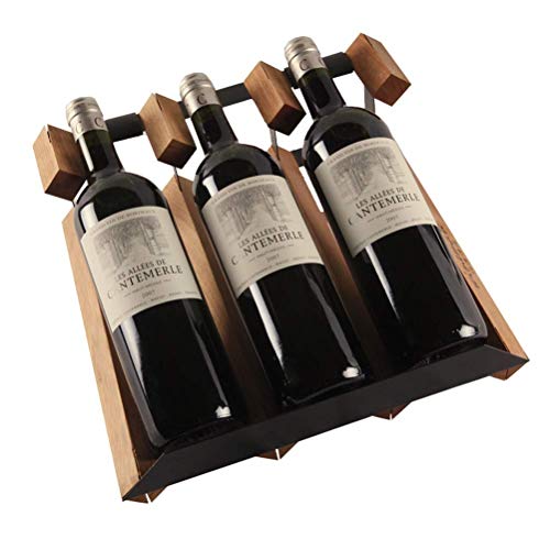 Soporte para 3 Botellas de Vino de Madera y Metal miniatura 1