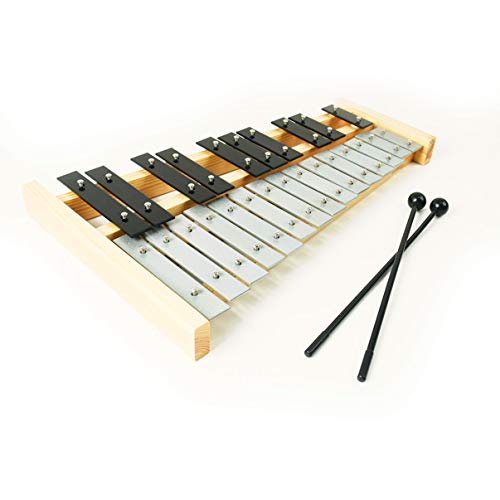 Professional Wooden Soprano Glockenspiel Xylophone with 27 Metal Keys for Adults and Kids - Includes 2 Plastic Beaters