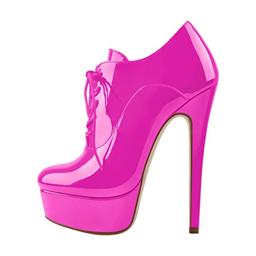 Platform Lace Up Stiletto High Heels Round Toe Ankle Bootie