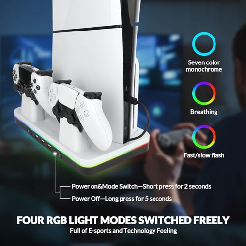 reiie PS5 Cooling Station,Dual Fast Controller Charging Station,Accessories:2 Hour Fast Controller Charger,Cooling Fans,Headset Holder,RGB Light&3 USB Port for PS5 Slim by reiie - Used condition - Image 7