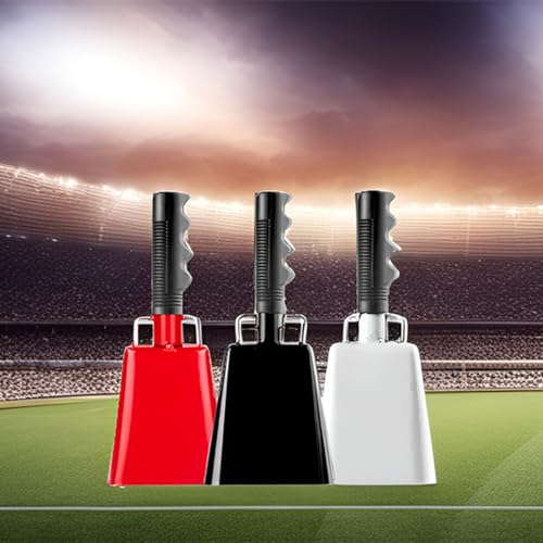 Steel Cow Bell Noise Makers: Hand Percussion Cowbells for Sporting Events - 8 Inch Large Cowbell with Handle for Football Games Cheering School Graduation Farm 2 Pcs by Javik - Image 9