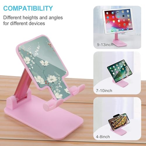 Support téléphone pliable fleurs cyan - Lit de bureau réglable iPhone Android