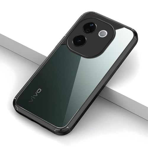 Image of SHINESTAR Ultra Slim Clear Back Cover for iQOO Z9s Pro 5G / Vivo T3 Pro 5G, Transparent Hybrid Hard Shell Plastic & Soft Silicone Rubber Bumper, Non-Yellow Acrylic Protective Cover - Black