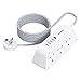 Extension Lead with USB Slots，6 Way Outlets 5 USB(5A, 1 USB- C and 4 USB-A Port) with 1.6M Braided Extension cord, 3250W Overload Protection，Security Surge Protection Plug Extension Socket