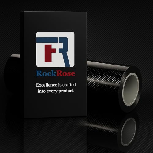 Image of RockRose 7D Super Glossy Black Carbon Fiber Vinyl Wrap - Anti-Wrinkle, Air Release Automotive Wrap - DIY Decals Self Adhesive Car Vinyl Sticker for Interior /Exterior - Size 5FT x 5FT