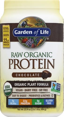 Image of Garden of Life Protein Powder, Vegan Protein Powder, BCAA, Probiotics & Digestive Enzymes, Gluten & Lactose Free, Chocolate, 1.5 LB (Pack of 6)