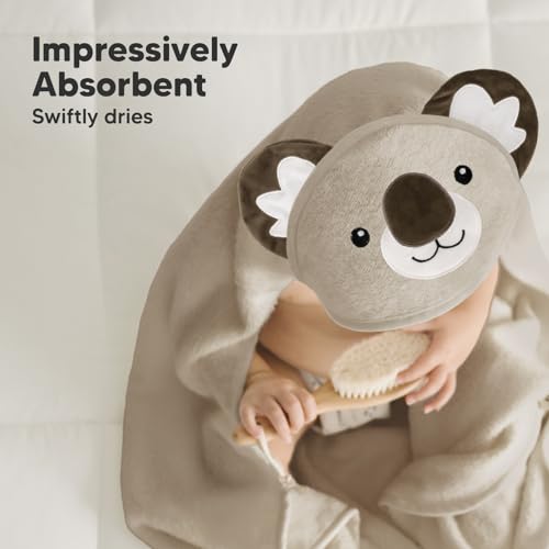 Image of KeaBabies Hooded Baby Towel for Newborn, Baby Bath Towels (Koala, 35x35) | Viscose Derived from Bamboo, Large Baby Towels with Hood, Boys, Girls, Toddler, Soft Absorbent Baby Bath Essentials