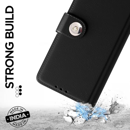 Image of Pikkme Flip Cover Leather Finish | Inside TPU with Card Pockets | Wallet Stand and Shock Proof | Complete Protection Button Flip Case for Vivo X200 Pro 5G(Black)