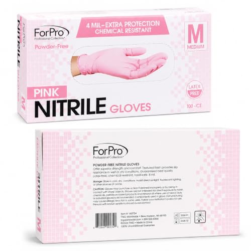 Image of ForPro Disposable Nitrile Gloves, Chemical Resistant, Powder-Free, Latex-Free, Non-Sterile, Food Safe, 4 Mil