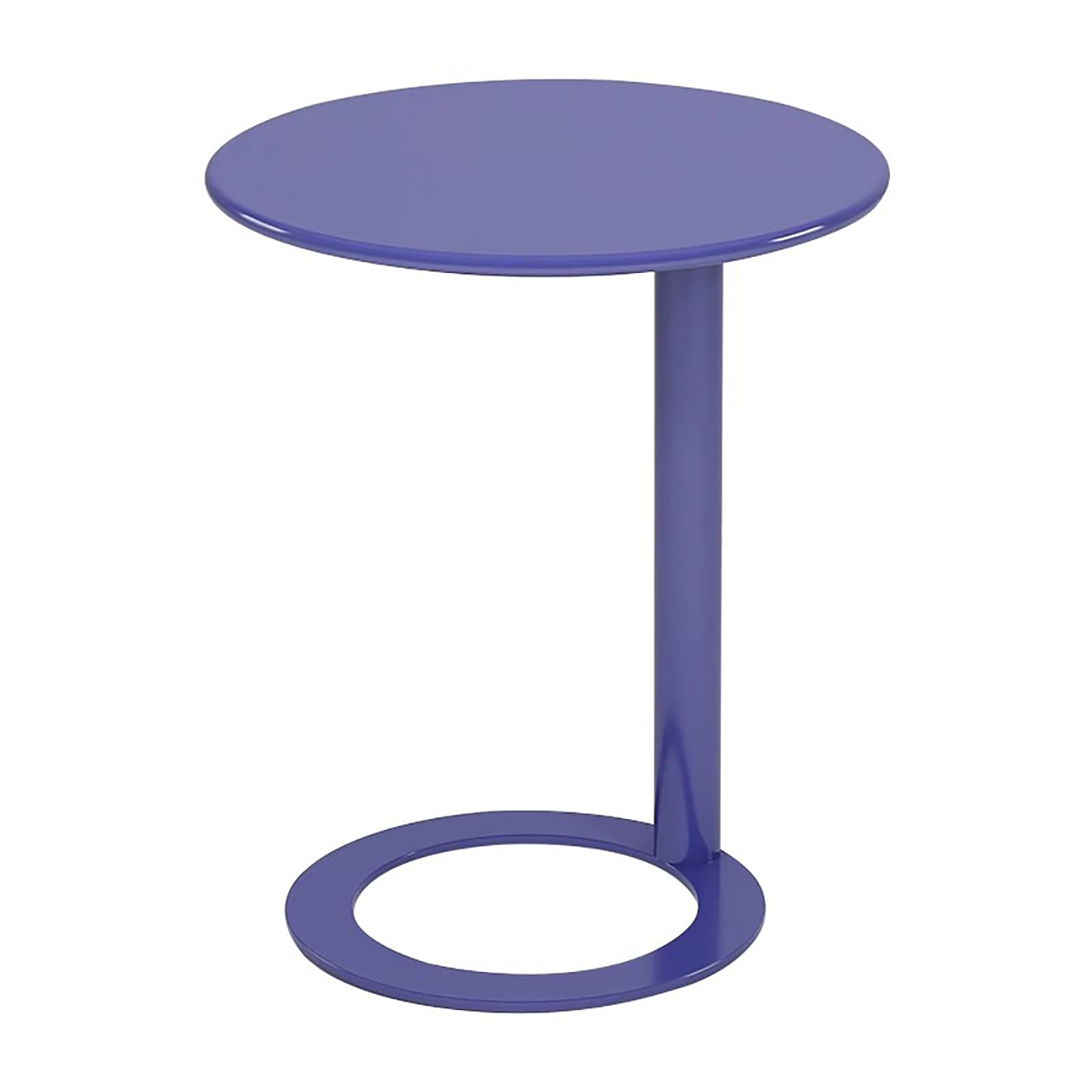 Mesa auxiliar azul en forma de C para salón moderno y mesita de noche