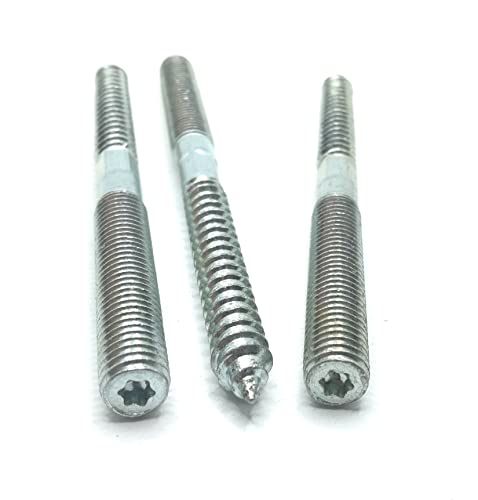 Image of Hanger Bolt M10x130 Silvery Double Headed Bolt Self-Tapping Screw with Hexagon for Furniture 12Pcs
