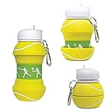 Maccabi Art Clip-On Collapsible BPA-Free Silicone Tennis Ball Water Bottle for Kids, 18 Oz. Size