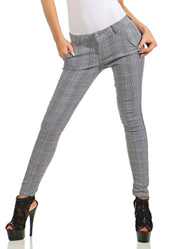 Fashion4Young 5401 Damen Hose Treggings Business Kariert …