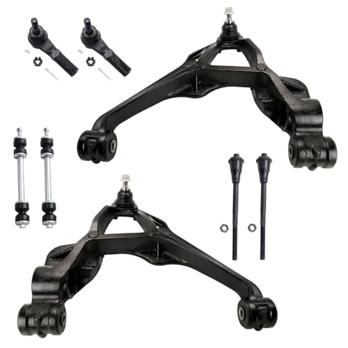 Image of Detroit Axle - 8pc Front End Kit for 2011-2019 Chevrolet Silverado 2500 HD 3500 HD GMC Sierra 2500 HD 3500 HD, 2 Lower Control Arms w /Ball Joint 4 Tie Rods 2 Sway Bars Replacement