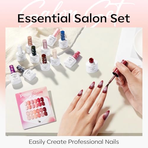 Image of modelones 12Pcs 15ML Gel Nail Polish Set , Same Color Same Bottle Jelly Nude Pink Red Beige Skin Tones Neutral Brown Hema-free Gel Polish Kit 2026 Spring Soak Off Gel Polish Set Manicure Nail Art DIY
