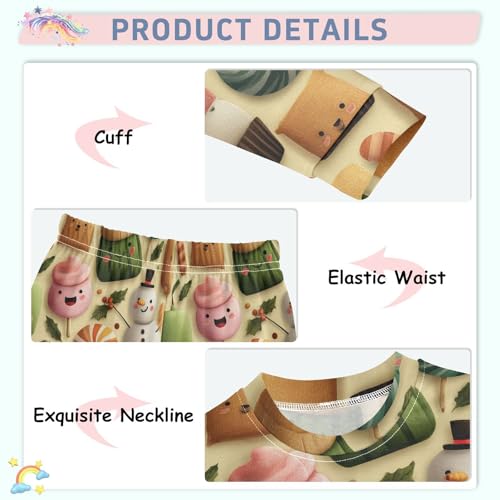 Pajama Sets Long Sleeve Cute Food Pattern Design Soft Comfy Sleepwear 2 Piece PJS 3-8T4