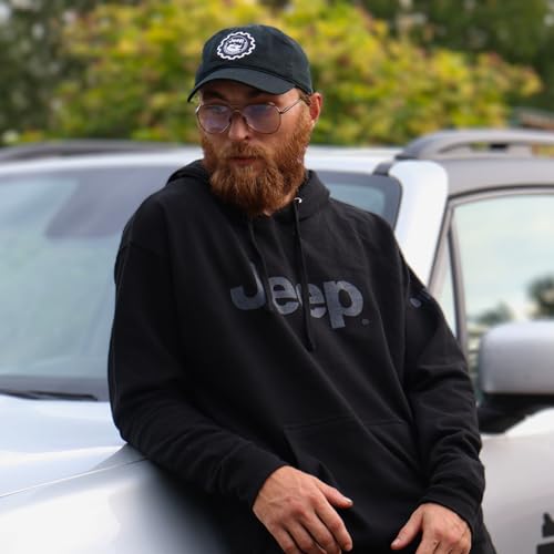 Detroit Shirt Company Mens Jeep® Text Hoodie Hooded Sweatshirt with front pouch Black2