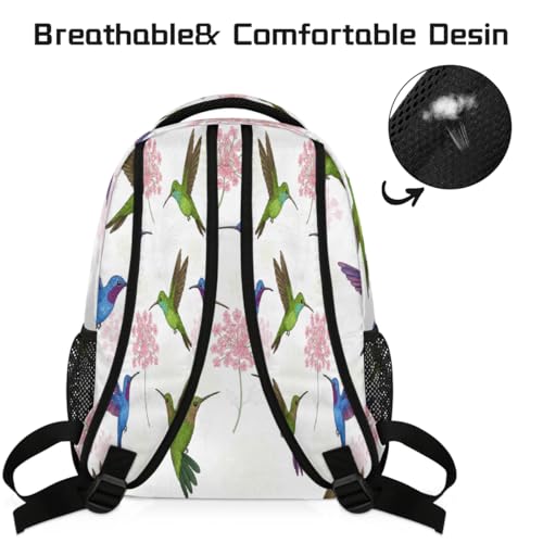 Mochila escolar de colibrí y flores para ordenador de 15.6 pulgadas 4