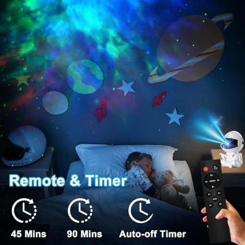 Image of One94Store Astronaut Galaxy Projector Night Light - 360 Rotating Nebula Star Projector with Remote, Timer & Adjustable Head - LED Space Lamp for Kids' Bedroom, Home & Party Decor (Guitar Astronaut)