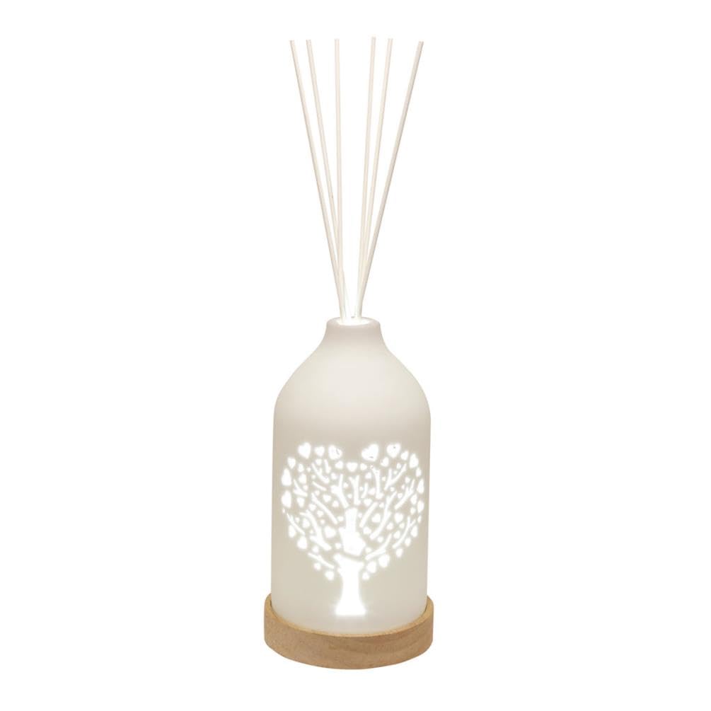 Aroma Accessories Woodbridge Heart Tree Clean Linen LED Light up Reed Diffuser