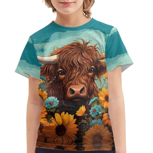 Image of JEOCODY Boys Girls Graphic Tees Funny 3D Printed Short Sleeve T-Shirts 3-16T