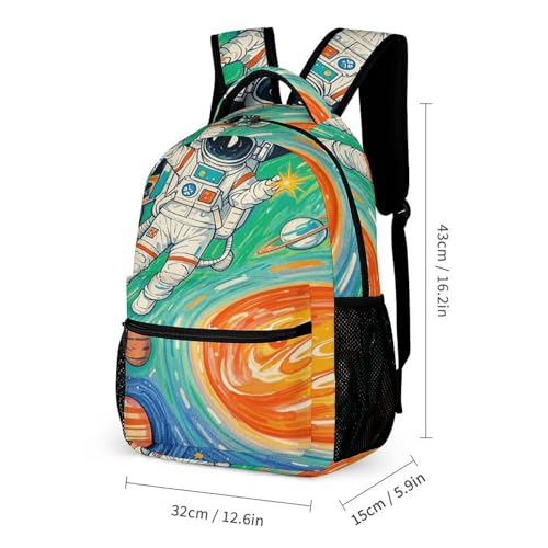 3Pcs Backpack Sets Astronaut Meteor Graffiti Print Travel Daypack 3 in 1 Lightweight Backpack Set with Lunch Bag And Cosmetic Bag2