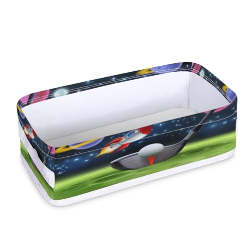 Tablerazzi Toilet Tank Topper Paper Basket with Handle, Golf Balls Clubs Bathroom Storage Basket for Organizing, Small Fabric Storage Bins for Bathroom Decor