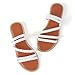 Greatonu Women's Flat Sandals Braided Sandals for Women Fashion Open Toe Slip On Slide for Dressy Summer Sandals White Size 6