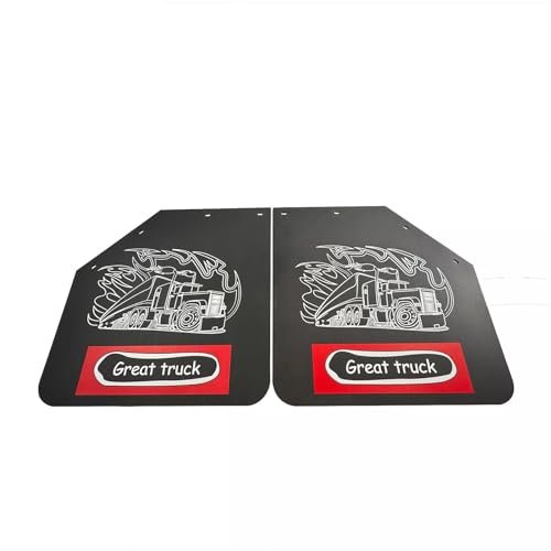 Image of Pair 24 inch x 24 inch Angled Rear Wheel Mud Flaps 1 /5 inch Thick for Semi Truck Trailer with Great Truck Pattern