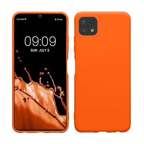 kwmobile Funda para Samsung Galaxy A22 5G Carcasa   Ultrafina de TPU y Silicona con Bordes elevados anticaídas   Naranja neón