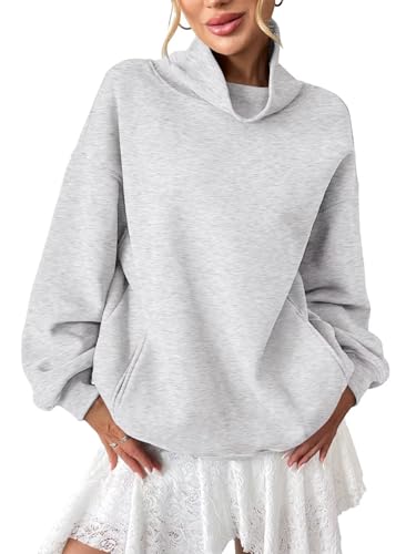 EasyGala Women Fleece Turtleneck Sweatshirts with Pocket Oversized Pullover