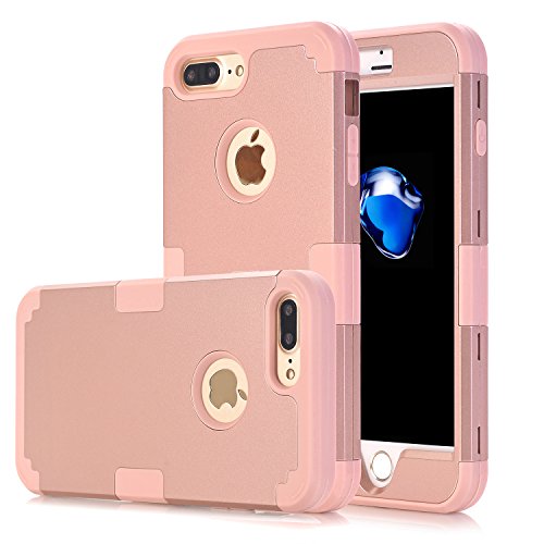 iPhone 7 Plus Case, AOKER Hybrid Heavy Duty Shockproof Full-Body Protective Case with Dual Layer [Hard PC+ Soft Silicone] Impact Protection for Apple iPhone 7 Plus 5.5 Inch (Rosegold)
