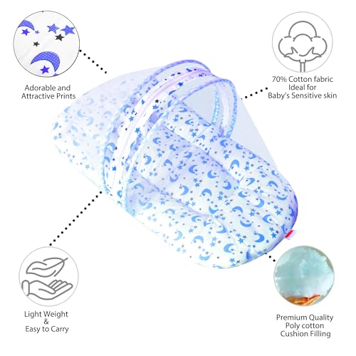 Image of VParents Baby Bedding Set with Mosquito net Cotton, Galaxy (Blue) 110686