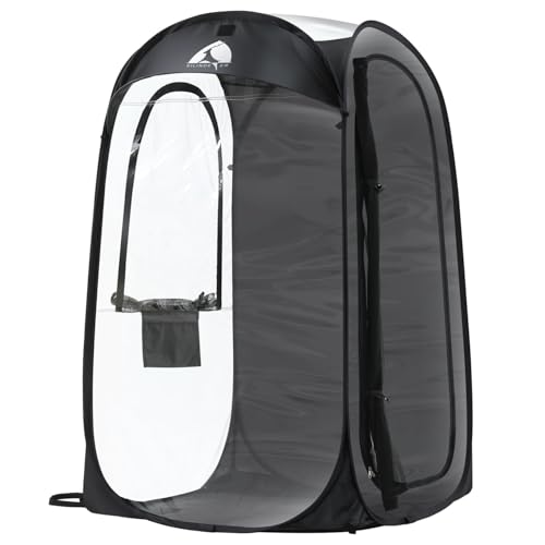 Sports Pod, Kilindeer Pop Up Weather Tent for 1 Person – Portable All-Weather Shelter with Clear TPU Panels, Instant Setup for Outdoor Events, Camping, Hiking, Wind & Rain Protection (Black)