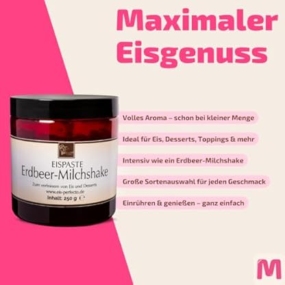 Erdbeer-Milchshake Eispaste Aroma Variegatos Eis Desserts Pralinen Zum Verfeinern von leckerem Eis Getränke Kuchen Kekse Tortencremes Eiscremes Inhalt 250 g – Bild 4