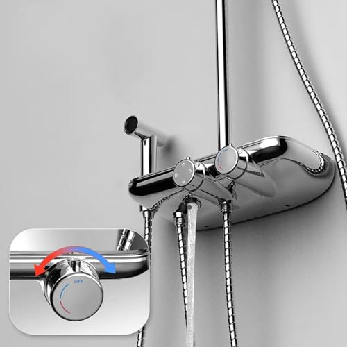 Robinet de douche réglable avec douchette à main multifonction 4 jets intégrés