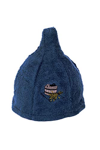 Ger3as Sauna Hat 100% Cotton with Embroidery for Men and Women Wellness Cap Premium Quality (Blue)